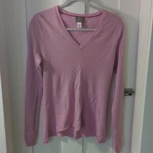 Pink V-neck Cashmere Sweater